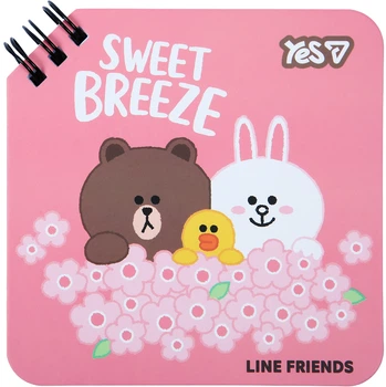 Блокнот Yes Line Friends Flowers 110х110 мм 80 листов в линию (152191) (5056574470454)