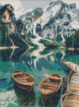 Алмазная мозаика Лодки на зеркальном озере ©art_selena_ua 30x40 AMO20301 Идейка