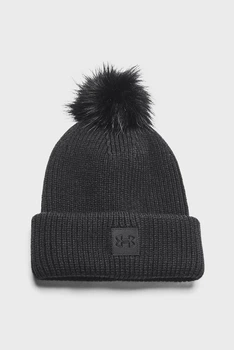 Жіноча чорна шапка Halftime Ribbed Pom-BLK Under Armour OSFM 1373098-001