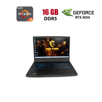 Игровой ноутбук Б-класс MSI Thin A15 B7UC / 15.6" (1920x1080) IPS / AMD Ryzen 5 7535HS (6 (12) ядер по 3.3 - 4.55 GHz) / 16 GB DDR5 / 512 GB SSD / nVidia GeForce RTX 3050, 4 GB GDDR6, 128-bit / WebCam б/у