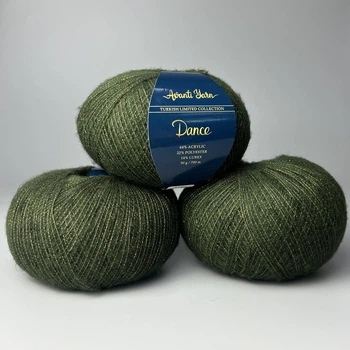 Пряжа Avanti Yarn DANCE (Денс), упаковка 5 мотків по 50г (упаковка 250 грамм) 251/347 зелений з золотим люрксом