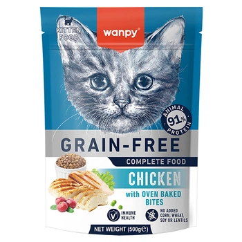 Сухой беззерновой корм Wanpy Kitten Grain Free Chicken - для котят с курицей, 500г (6927749825135)