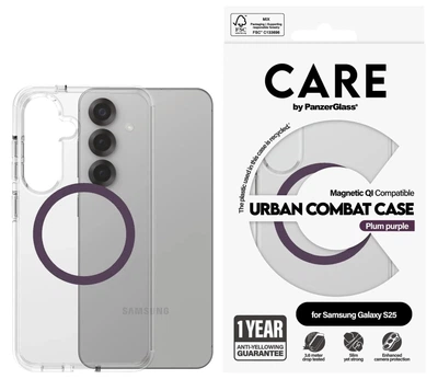 Панель PanzerGlass CARE Flagship Urban Combat Purple QI для Samsung Galaxy S25 Transparent (5715685016981)