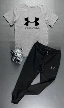 Спортивний костюм Under Armour футболка + штани сірий з чорним M 4211
