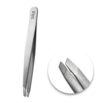 Пинцет профессиональный для бровей ZOLA SILVER Professional Tweezers for Eyebrows скошенный