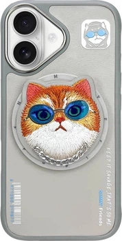 Панель Nimmy Glasses Cool Cat MagSafe для Apple iPhone 16 Grey (6971080310744)
