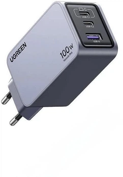 Зарядное устройство UGREEN Nexode Pro 100W, x757, GaN, 3 Port USB 2C1A, PD3.0, QC4.0, сетевое, быстрая зарядка PD/PPS