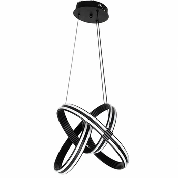 LED люстра кільця з пультом чорна 168W з регулюванням яскравості та висоти 50–100 см Sneha (995480)