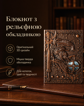 Рельєфний блокнот з тисненням A5 у ретро-стилі вінтажний поверхня з імітацією шкіри воїн 21,5*14,5 см бронзовий колір (327798)