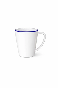 Чашка IDEAL Ceramic, 350 мл, светло-бежевого цвета с синим ободком по краю