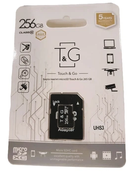 Карта пам'яті microSD XC SDH-3 T&G 256GB Сlass 10 з адаптером