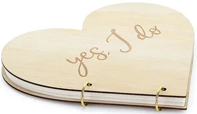 Дерев'яна книга гостей PartyDeco Серце Yes, I do 26,5 x 25 см (KG9) (5904555017283)