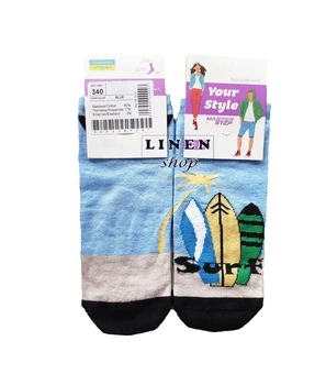Голубые женские короткие носки с морским рисунком Surf Master Step 340 37-39