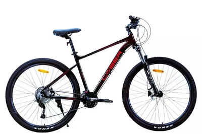 Велосипед спортивный алюминиевый 29 дюймов Shimano Alivio 27 скоростей гидравлическая вилка черно-красный Corso Cyber (CB-60746)