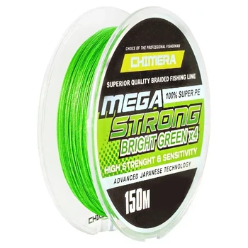 Шнур Chimera Megastrong Bright Green PE X4 150м 0.10мм 7.3кг