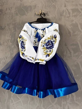 Вишитий комплект для дівчинки Trend Троянди 140 Білий, синій (SOLKOMPTRSY)