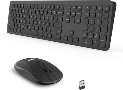 Бездротова клавіатура та миша комплект LeadsaiL LX-008 2.4G USB, повнорозмірна, ергономічна, безшумна, чорна (my-15067)
