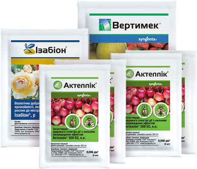 Комплекс препаратов для 2 обработок от паутинного клеща Syngenta (Изабион 20 мл, Вертимек 018 ЕС 10 мл, Актеллик 50% к.э. 6 мл 4 шт) (4820294501344)