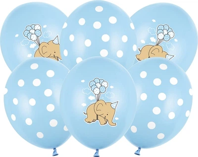 Balony PartyDeco Pastel Słonik Baby 30 cm Błękitne 50 szt (5901157492586)