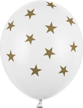 Balony PartyDeco Pastel Pure Gwiazdki 30 cm Białe 50 szt (5901157492609)