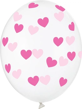 Balony PartyDeco Serduszka 30 cm Crystal Clear 50 szt (5902230798816)