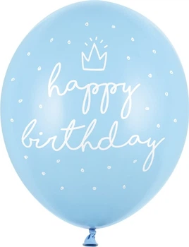 Balony PartyDeco Pastel Happy Birthday Baby 30 cm Błękitne 50 szt (5902230744547)