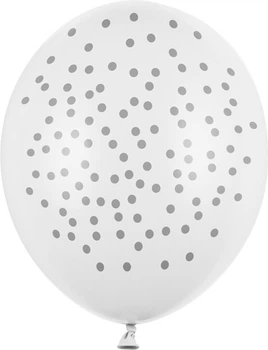 Balony PartyDeco Pastel Pure Kropki 30 cm Białe 50 szt (5902230763609)