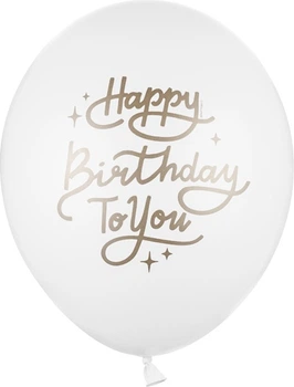 Balony PartyDeco Pastel Pure Happy Birthday To You 30 cm Białe 50 szt (5900779180185)