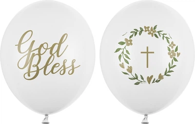 Повітряні кульки PartyDeco Pastel Pure God Bless 30 см Білі 50 шт (5900779197008)