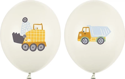Balony PartyDeco Pojazdy budowlane 30 cm Kremowe 50 szt (5904555021570)