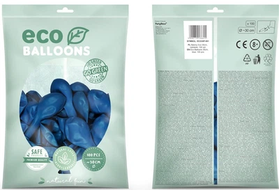 Повітряні кульки PartyDeco Eco пастельні 30 см Блакитні 100 шт (5900779136625)