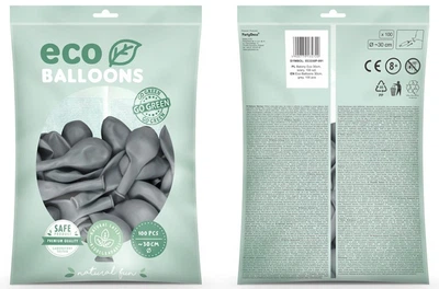Повітряні кульки PartyDeco Eco пастельні 30 см Сірі 100 шт (5900779134720)
