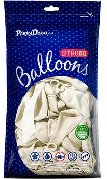 Повітряні кульки PartyDeco Strong Metallic 30 см Білі 100 шт (5901157485946)