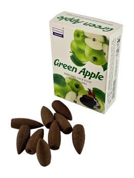 Пыльцевые благовония арома-конусы с обратным потоком - Green Apple Backflow Dhoop Cones, Масала Darshan (Зеленое Яблоко)