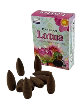 Пыльцевые благовония арома-конусы с обратным потоком - Lotus Backflow Dhoop Cones, Масала Darshan (Лотос)