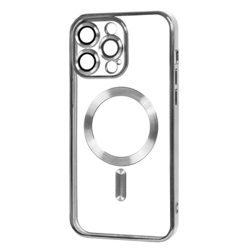 Чехол Fibra Chrome для iPhone 15 Pro, с MagSafe, серебристый