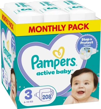 Підгузки Pampers Active Baby Розмір 3 (Midi) 6-10 кг 208 шт (8001090910745)
