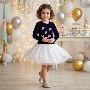 Сукня ошатна для дівчинки пишкою спідницею з довгим рукавом Angel SmileTime зріст 104 (OXB6-01)