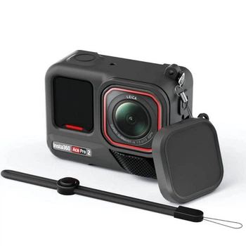 Силиконовый защитный чехол для экшн камер Insta360 Ace Pro 2 с колпачком на объектив