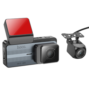 Видеорегистратор Hoco DV12 2K GPS с задней камерой, WiFi, дисплей 3.69"