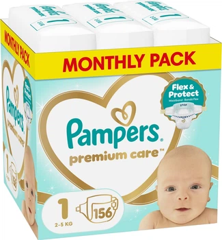 Підгузки Pampers Premium Care Розмір 1 Newborn (2-5 кг) 156 шт (8700216346757)