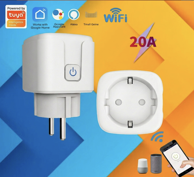 Умная розетка Tuya 20A WiFi с поддержкой Alexa, удалённое управление через приложение, голосовое управление, таймер, для дома