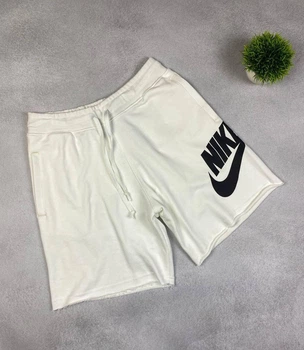 Чоловічі шорти Nike бавовна щільні тринитки з написом білі S (LUX1494)