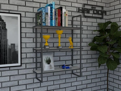 Універсальна книжкова полиця ЛОФТ на стіну із ЛДСП код ПКЛ-3, колір Бетон індастріал