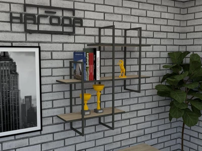 Універсальна книжкова поліця ЛОФТ на стіну із ЛДСП код ПКЛ-5, колір Дуб сонома