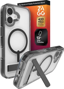 Чехол противоударный с подставкой ZAGG Gear4 Crystal Palace MagSafe для Iphone 16 Прозрачный + Black