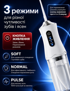 Іригатор портативний для ротової порожнини N6889 200 ml і чистки зубів та промивання брекетів