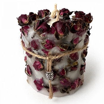 Ботанічна свічка з трояндами натуральний соєвий віск handmade декоративна