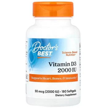 Витамин D3, Doctor's Best, 50 мкг (2000 МЕ), 180 капсул