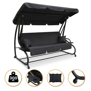 Гойдака з подушками 4 місна LEOBRO на 300 кг Luxury Plus Black (LB-1049)